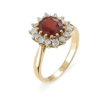 Pierścionek z brylantami i rubinem