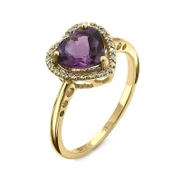 Pierścionek z ametystem i brylantami