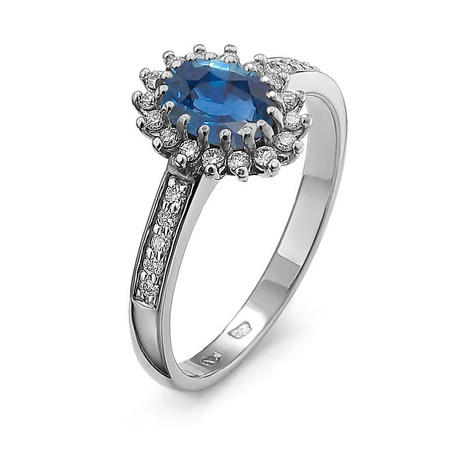 Pierścionek z szafirem i brylantami