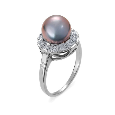 Pierścionek z perłą tahitańską i brylantami