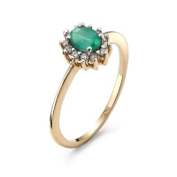 Pierścionek z szmaragdem i brylantami