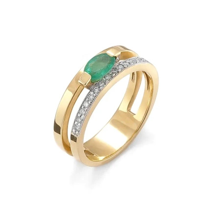 Pierścionek z szmaragdem i brylantami