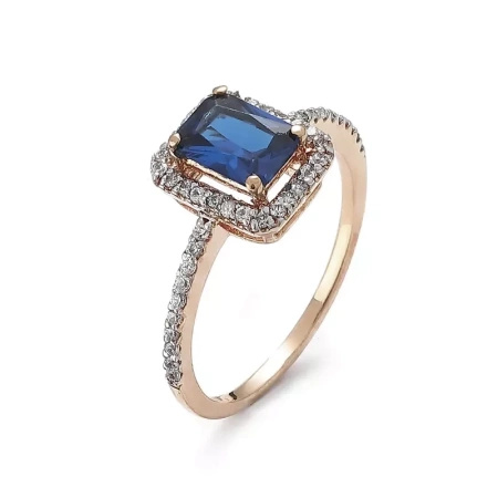 Pierścionek z szafirem i brylantami