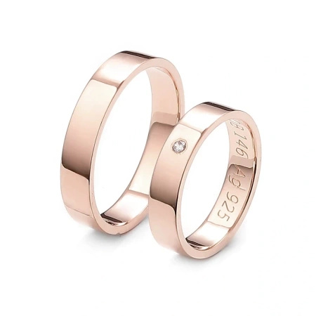 Obrączki ślubne z brylantem 0,02 ct