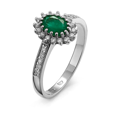 Pierścionek z szmaragdem i brylantami