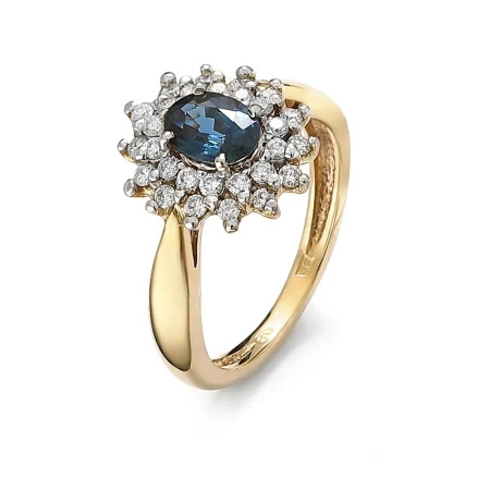 Pierścionek z szafirem i brylantami
