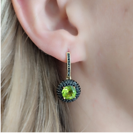 Kolczyki z turmalinem i czarnymi brylantami
