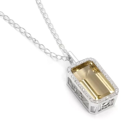 Zawieszka z kwarcem cytrynowym i brylantami