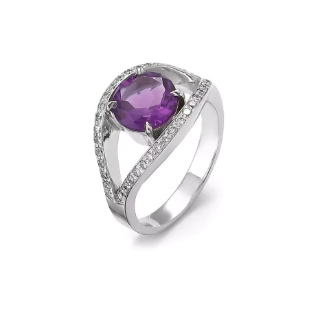 Pierścionek z ametystem i brylantami