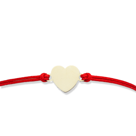 Bransoletka złota na sznurku Au 585 -  złote serce