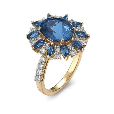 Pierścionek z szafirem i brylantami