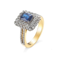 Pierścionek z szafirem i brylantami