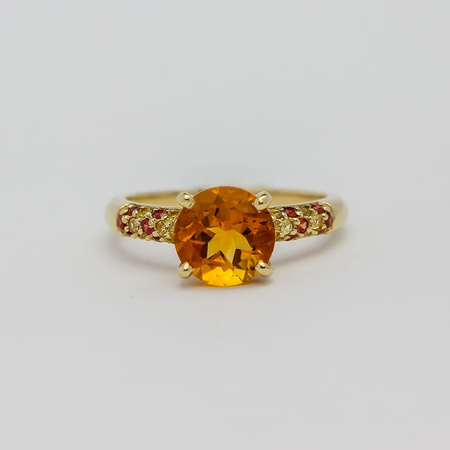 Pierścionek z cytrynem i szafirami