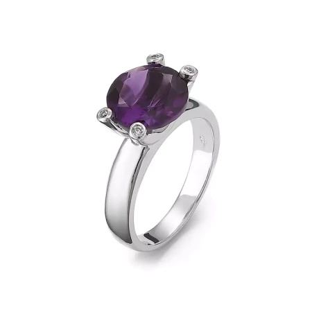 Pierścionek z ametystem i brylantami