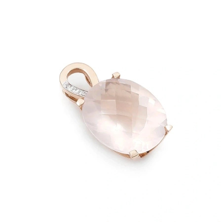 Zawieszka z kwarcem różowym i brylantami