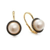 Kolczyki z perłą i czarnymi brylantami