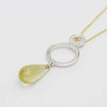 Zawieszka z kwarcem cytrynowym i brylantami