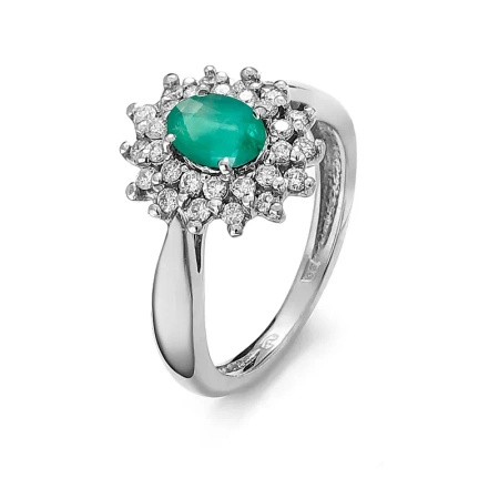 Pierścionek z szmaragdem i brylantami