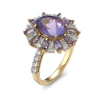 Pierścionek z tanzanitem i brylantami