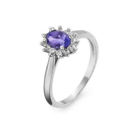 Pierścionek z tanzanitem i brylantami