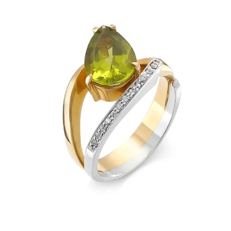 Pierścionek z oliwinem i brylantami
