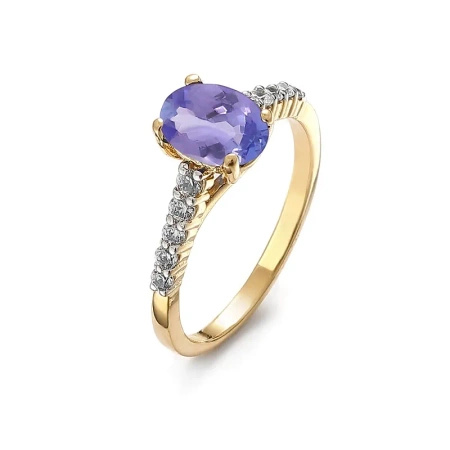 Pierścionek z tanzanitem i brylantami