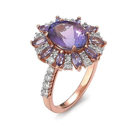 Pierścionek z tanzanitem i brylantami