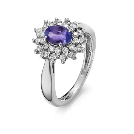 Pierścionek z tanzanitem i brylantami