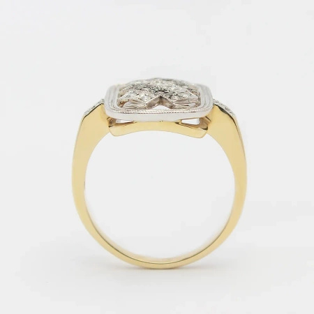 Pierścionek z białymi i koniakowymi brylantami 0,18 ct