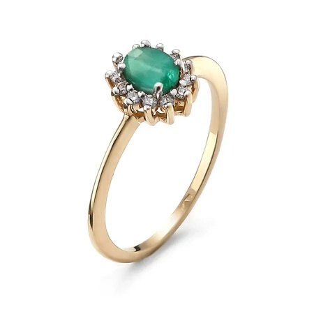 Pierścionek z szmaragdem i brylantami