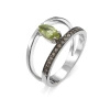 Pierścionek z oliwinem i brylantami koniakowymi