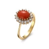 Pierścionek z koralem i cyrkoniami