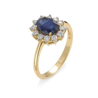 Pierścionek z szafirem i brylantami
