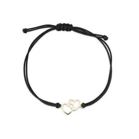 Bransoletka złota na sznurku Au 585 - serce