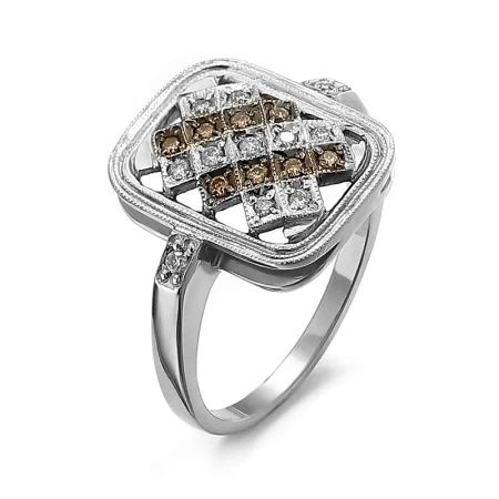Pierścionek z białymi i koniakowymi brylantami 0,18 ct