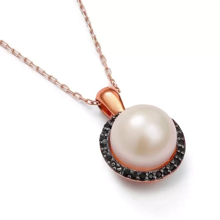 Zawieszka z perłą i czarnymi brylantami