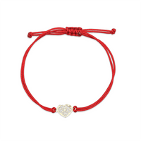 Bransoletka złota na sznurku Au 585 - ażurowe serce