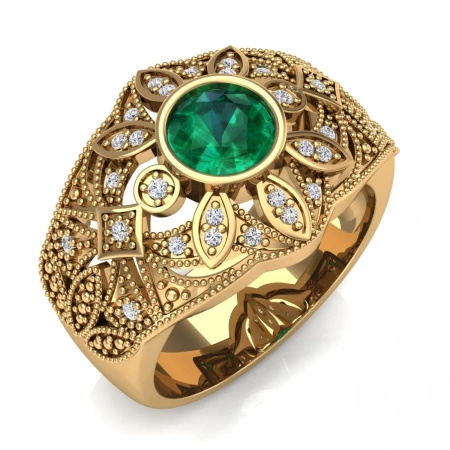 Pierścionek z szmaragdem i brylantami