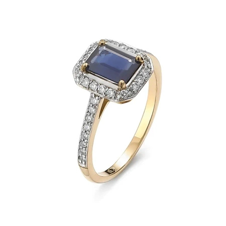 Pierścionek z szafirem i brylantami