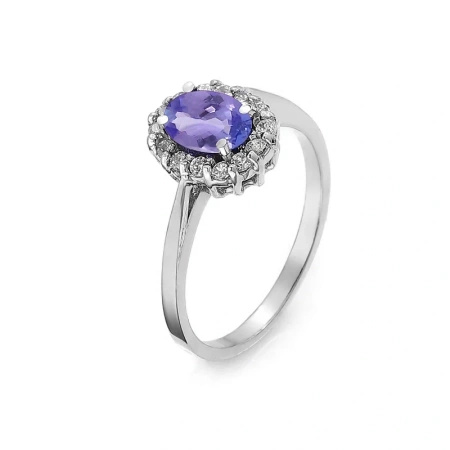 Pierścionek z tanzanitem i brylantami