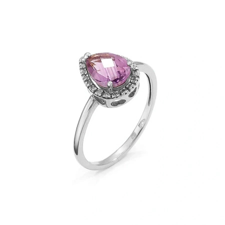 Pierścionek z ametystem i brylantami