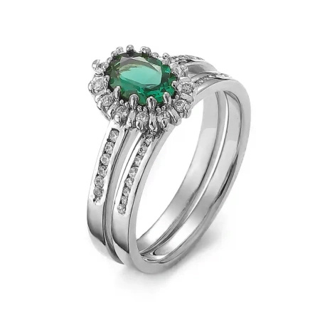 Pierścionek z szmaragdem i brylantami