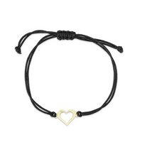 Bransoletka złota na sznurku Au 585 - złote serce