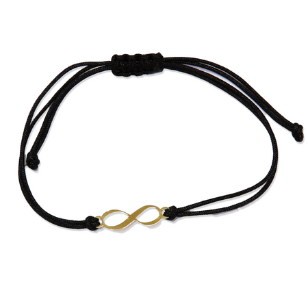 Bransoletka złota na sznurku Au 585 - nieskończoność