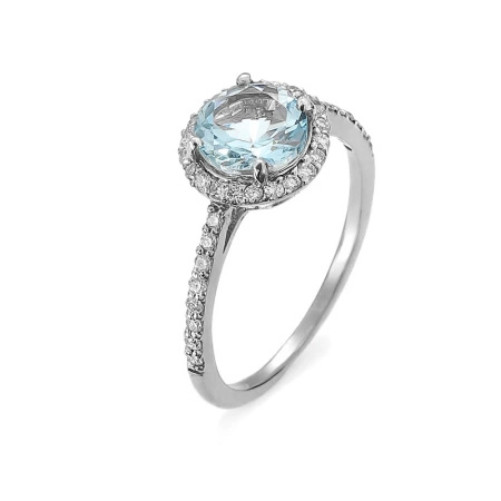 Pierścionek z akwamarynem i brylantami