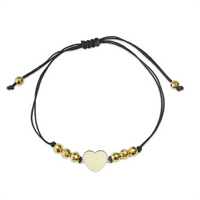 Bransoletka złota na sznurku Au 585 - serce