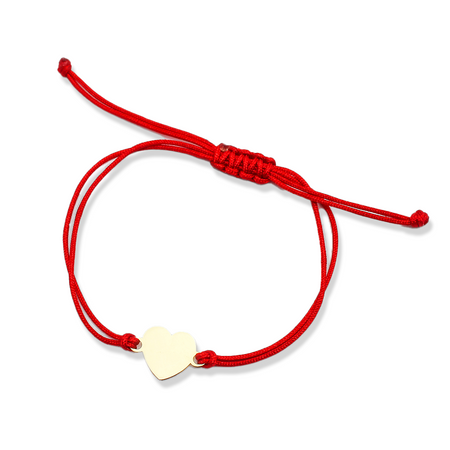 Bransoletka złota na sznurku Au 585 -  złote serce
