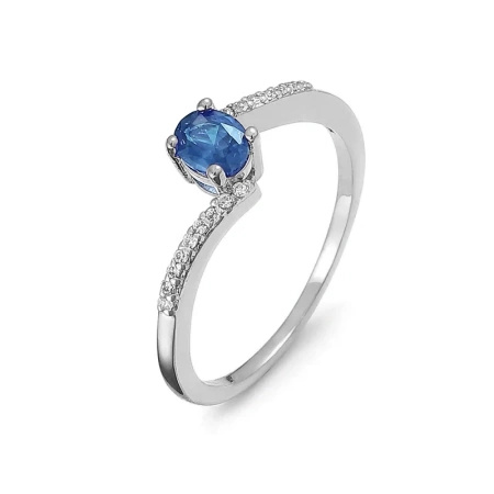 Pierścionek z szafirem i brylantami