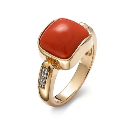 Pierścionek z koralem i cyrkoniami