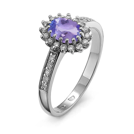 Pierścionek z tanzanitem i brylantami